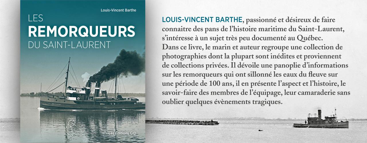 Bandeau annoncant le livre Les remorqueurs du Saint-Laurent