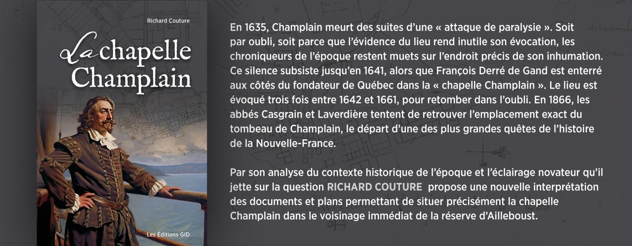 Bandeau annoncant le livre La chapelle Champlain