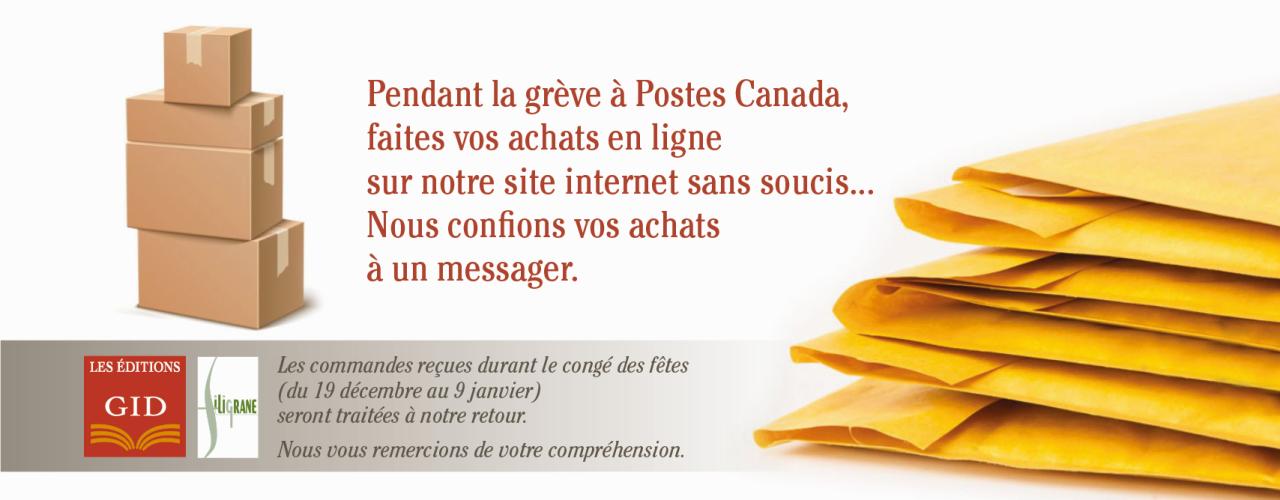 Bandeau assurant que les colis sont envoyés par messager pendant la grève postale.