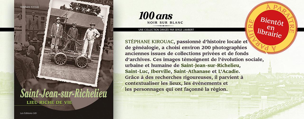 Bandeau annonçant la parution prochaine du livre Saint-Jean-sur-Richelieu, lieu riche de vie