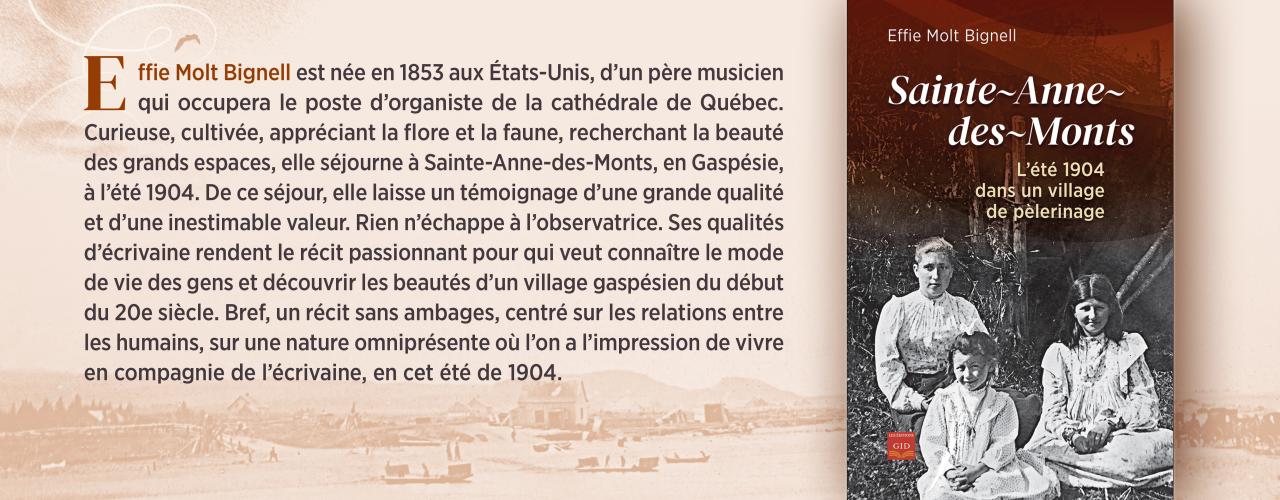 Bandeau annonçant le livre Sainte-Anne-des-Monts. L’été 1904 dans un village de pèlerinage