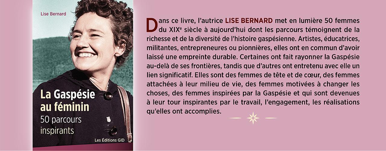 Bandeau annonçant le livre La Gaspésie au féminin, 50 parcours inspirants